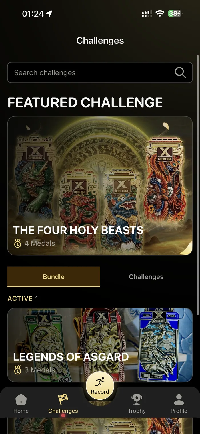 The Challenges tab showing bundles, with Legends of Asgard active