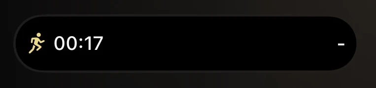 The X Challenge run timer shown in the iPhone Dynamic Island